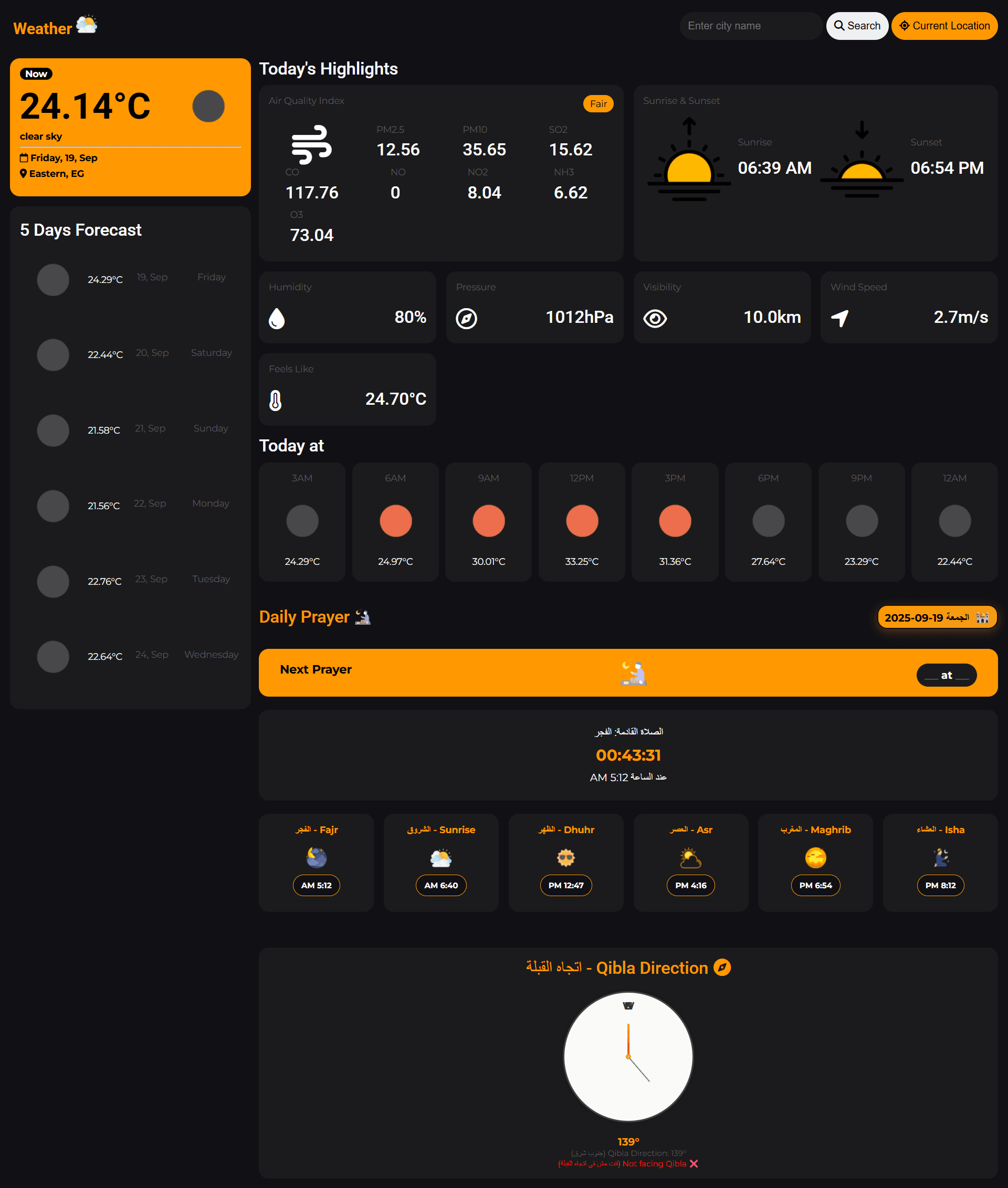 Realtime Weather and Prayer Times screenshot